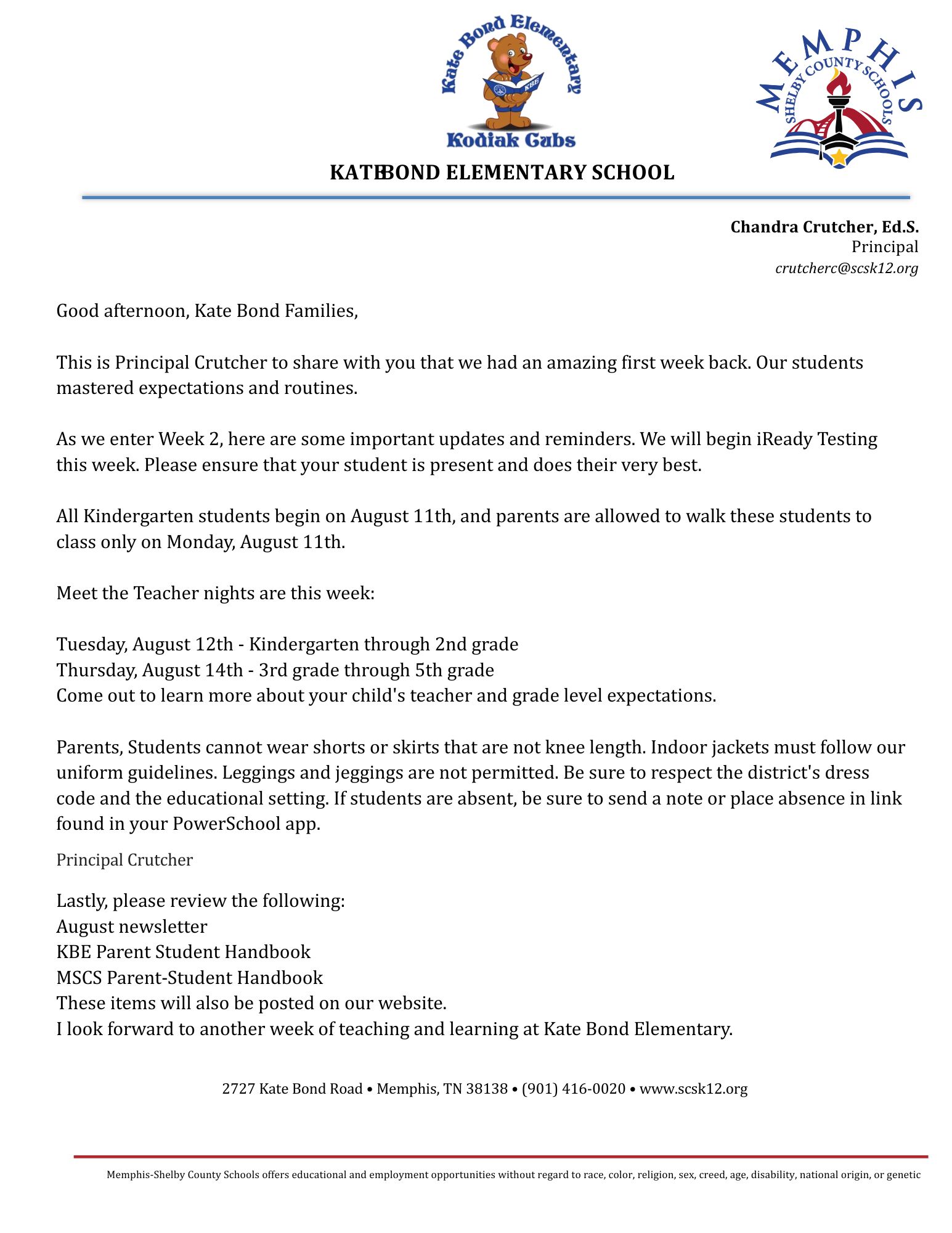 August Parent Note